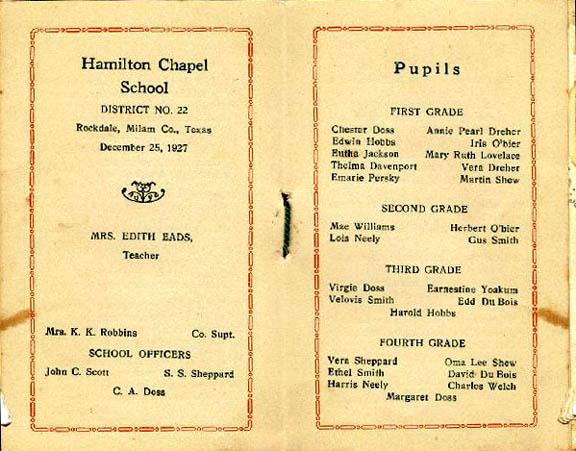 Photo of Hamilton Chapel Booklet, pages 5,6 (1927)