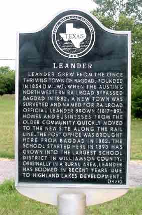  Historical Marker Attesting to the early History of 

Leander Texas