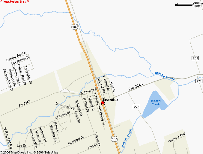 Map of present day Leander