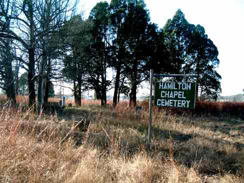 photo of the entrance to the Hamilton Chapel Cemetery near Rockdale, Texas